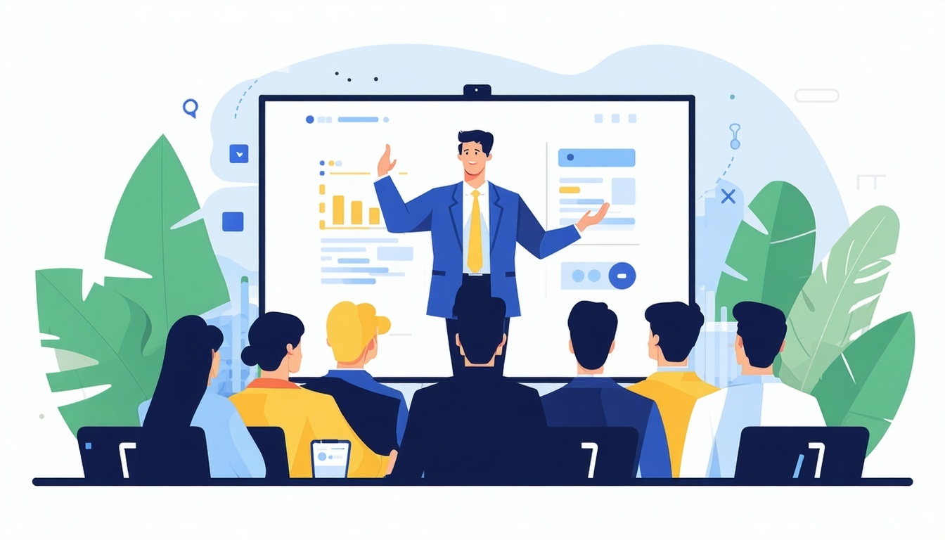 annual meeting video flat vector-1