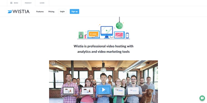 A product page from Wistia. A product page from Wistia.