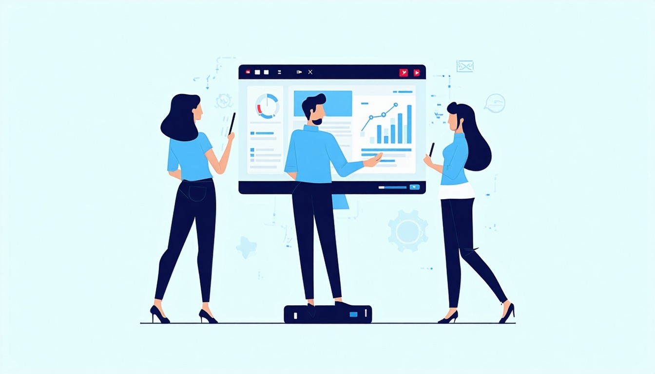 search for reliable marketing video team flat vector-1